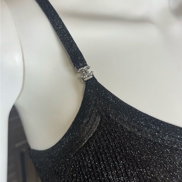 Chanel 22B Shimmering Black Tank Crop Camisole Top 40 - Picture 6 of 16